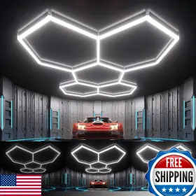 B0FD9GH8N1 LITEZONE Hexagon Garage Lights Level Dimmable Tube