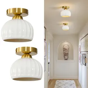 B0FM8C63NM LUAFAC Glaze Ceramic Semi Flush Mount Ceiling Pack