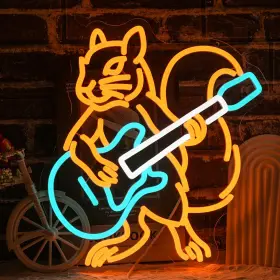 B0FQHRTS5Q LULANMP Squirrel Guitar Neon Sign Wall Beer Bar