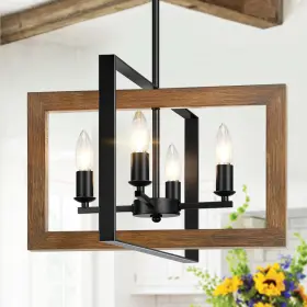 B0DH2BB95P LYNNOLAND Farmhouse Wood Chandelier Dining Light
