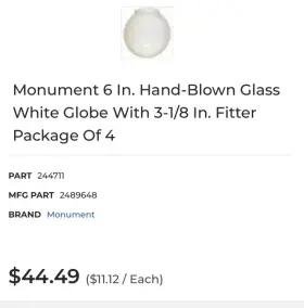 2489648 MONUMENT Glass Globe Pack
