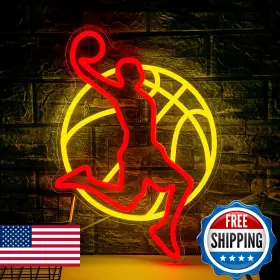 B0FKG61J6S MVORIXA Basketball Neon Sign Wall Dimmable Slam