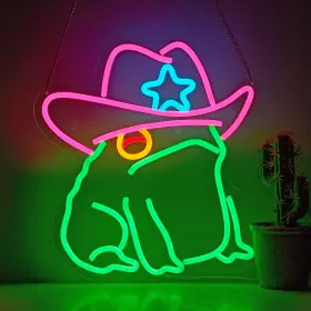 B0CJ83273X NEONLAND Cowboy Toad Frog Neon Sign Led Light Usb