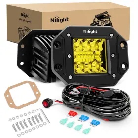 ZH443 NILIGHT Flush Mount Amber Led Light Pods Wiring Harness