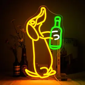 B0DFHB152Z NOSUN Dog Beer Neon Sign Wall Bar Animal