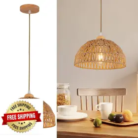 B0C7C4ZSR8 OCWHT Boho Rattan Pendant Light Fixture Chandelier