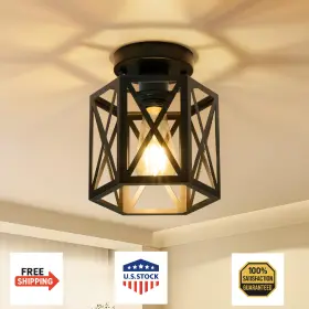 B0FHKPMYRD OTEEDO Semi Flush Mount Ceiling Light Hexagon