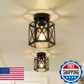 B0FHKQRFPV OTEEDO Pack Semi Flush Mount Ceiling Light Hexagon