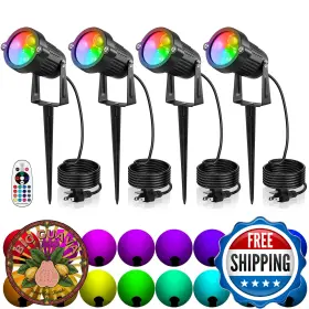 B07KSZQ7LP OURLEEME Lawn Flood Light Stake Waterproof Remote