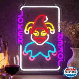 B0GL7VWMCS PPMOMO Poker Joker Neon Sign Dimmable Led Light