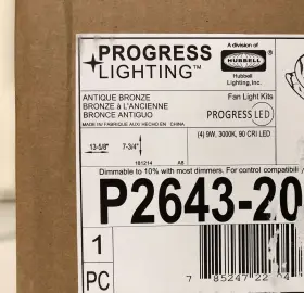 P2643-20WB PROGRESS LIGHTING Antique Ceiling Fan Light Kit #3