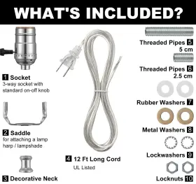973832861429 QC Lamp Soket Replaement Rewire Repair Table Kit #2