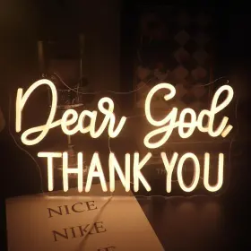 B0D8L3DV6N QIAOFEI Dear God Thank Neon Sign Led Dimmable