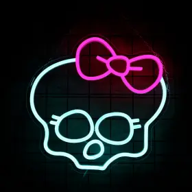 B0D7H5SCTX SHINEMYWAY Skull Neon Sign Led Light Game Dimmable