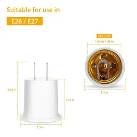 631145477145 SROVIL Socket Adapter Converts Outlet Lamp #2