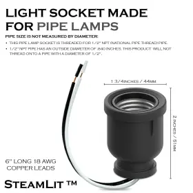 659153806146 STEAMLIT Iron Pipe Lamp Socket Npt #3