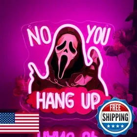 B0FJD9B6BR SYMONE Hang Up Halloween Ghostface Mask Neon Sign