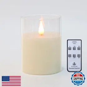 B0F82X12QJ TECHLONG Flameless Led Glass Votive Candle Flicker