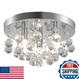 B08BNR4SY9 TISLYCO Raindrop Crystal Chandelier Light Flush