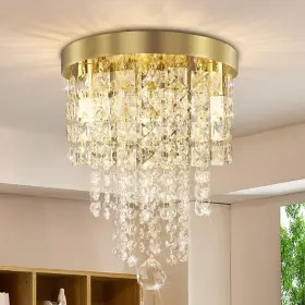B0C2HXSKKL TISLYCO Mini Crystal Chandelier Flush Mount