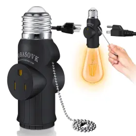 744110764666 TOBASOVK Double Prong Light Socket Plug Adapter