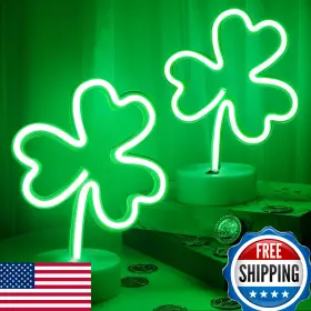 B0CNPJNHYH TURNMEON Patricks Neon Lucky Clover Signs Holder
