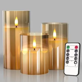 B09J1FK7RK TYAWON Glass Led Flameless Candles Remote Timer