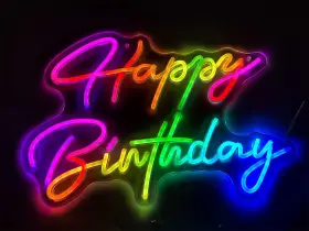 B0F3HZLMCY ULALAZA Flow Effect Happy Birthday Led Neon Sign