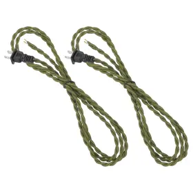 Uxcell 614462266715 2 Pcs 6ft 18/2 Twisted Cloth Lamp Cord With Plug Bronze