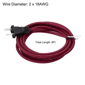 634149524839 UXCELL Covered Lamp Cord Plug Repairing Claret #2