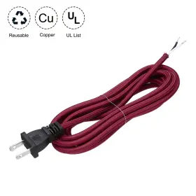 634149524839 UXCELL Covered Lamp Cord Plug Repairing Claret #3
