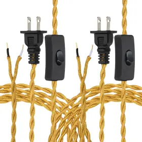 672668564134 UXCELL Twisted Lamp Cord Plug Golden