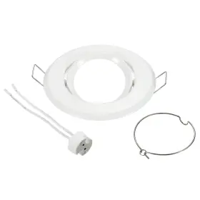 Uxcell 745065454701 2pcs 2 Inch Downlight Fitting Holder Baffle Trim With Mr16 Gu5.3 Lamp White