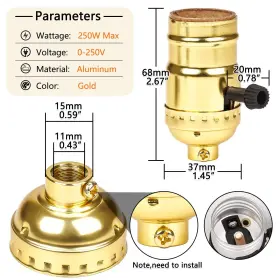 601673598414 VENFORZE Lamp Socket Base Turn Knob Light #2