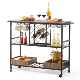 840281566280 VEVOR Bar Rolling Trolley Wine Grid Glass Holder