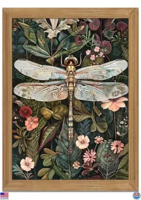 B0D4V264VF VISIT THE AKWISH STORE Framed Wall Art Dragonfly