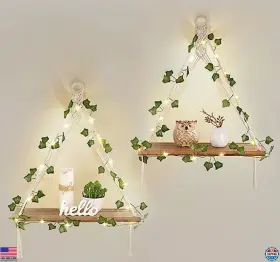 B0BRP48SWD VISIT THE MKONO STORE Macrame Shelves Lights Set