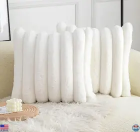 CTW-0000 VISIT THE NEELVIN STORE Fur Striped Throw Pillow Set
