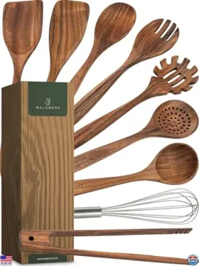 US-WW-KB5 VISIT THE WALDWERK STORE Wooden Cooking Utensil Set