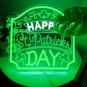 B0DPKPWVWF WITTYRHE Happy Patricks Art Neon Signs Shamrock