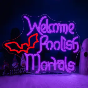 B0D9NM2NRT WLHOPE Welcome Foolish Mortals Halloween Led Neon
