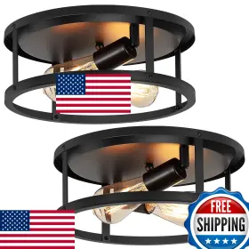 B0B14NHWFB XPEHK Pack Farmhouse Flush Mount Ceiling Light