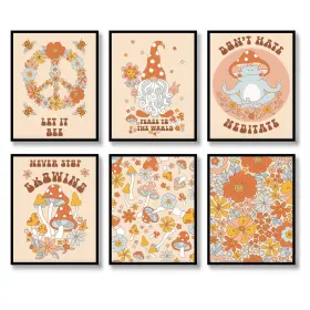 717378852154 YAODAYAO Hippie Wall Art Prints Set Flower