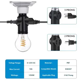 711181783377 YENMOP Prong Light Bulb Outlet Socket Plug #3