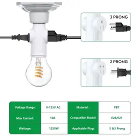 733430664442 YENMOP Prong Light Bulb Outlet Socket Plug Bu #2