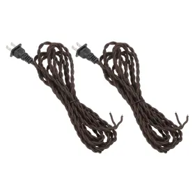 Zaplyte 614462266746 2 Pcs 6ft 18/2 Twisted Cloth Lamp Cord With Plug Brown