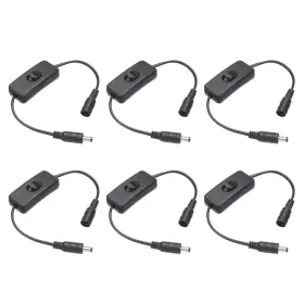 Zaplyte 672668602430 6pcs Dc Inline On/off Switch Adapter Wire Power Extension Cable Black