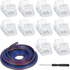 CONNECTOR-12 ZHENGMY Pack Solderless Led Strip Connectors