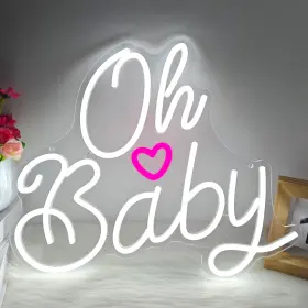 B0F4XRJCGC ZOAEPT Oh Baby Neon Sign Wall Backdrop Background