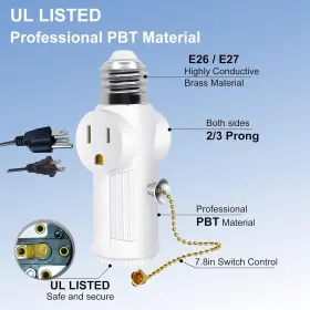 RS-1903 ZQIAN Light Socket Plug Adapter Bulb Outlet #3